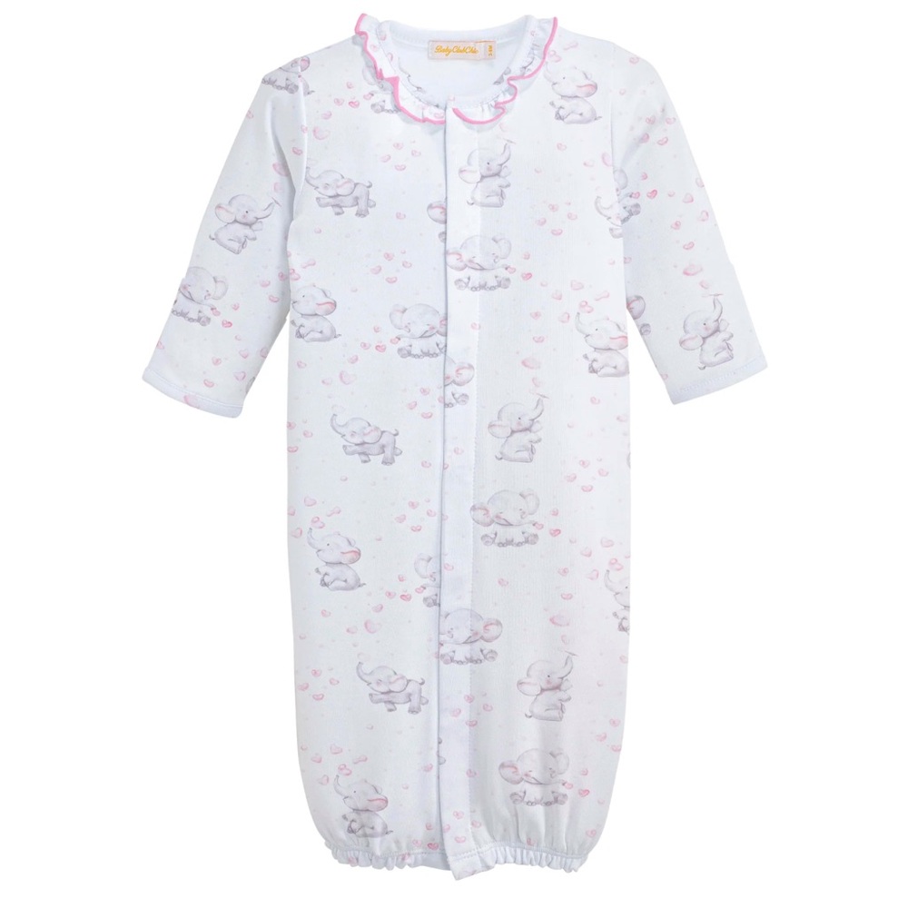 BNWT Baby Club Chic Bubble elephant convertible gown with ruffle.